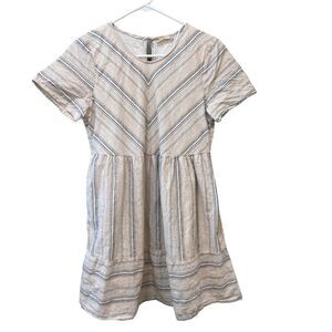Altar'd State Babydoll Dress Women's Size Small Striped Cream and White